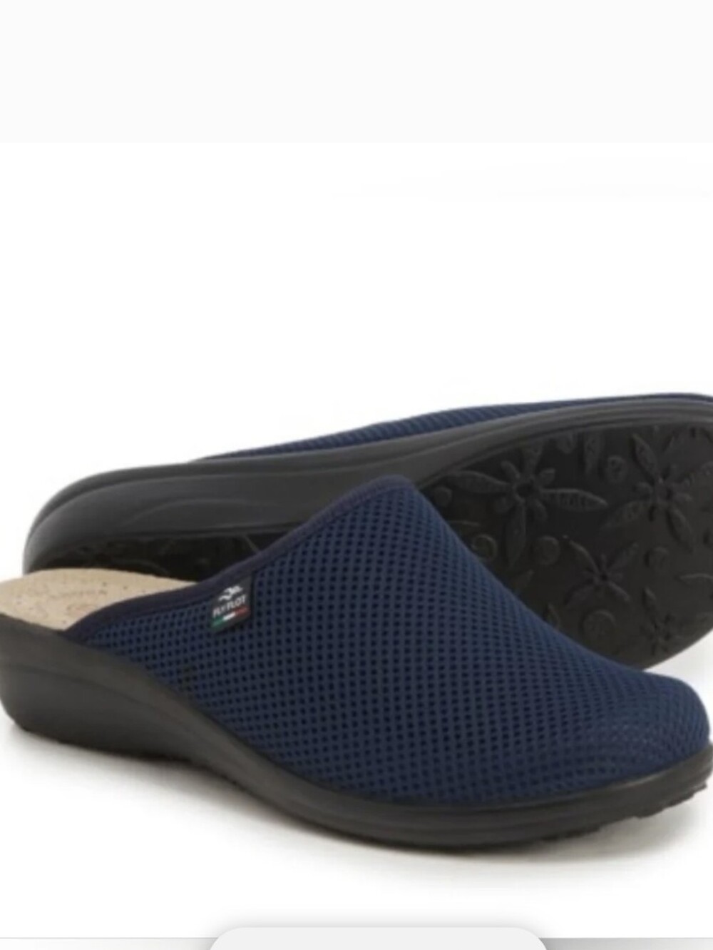 Fly Flot Clogs Women’s Navy Blue Mesh Made In Italy Slip On Shoes Size 9.5
